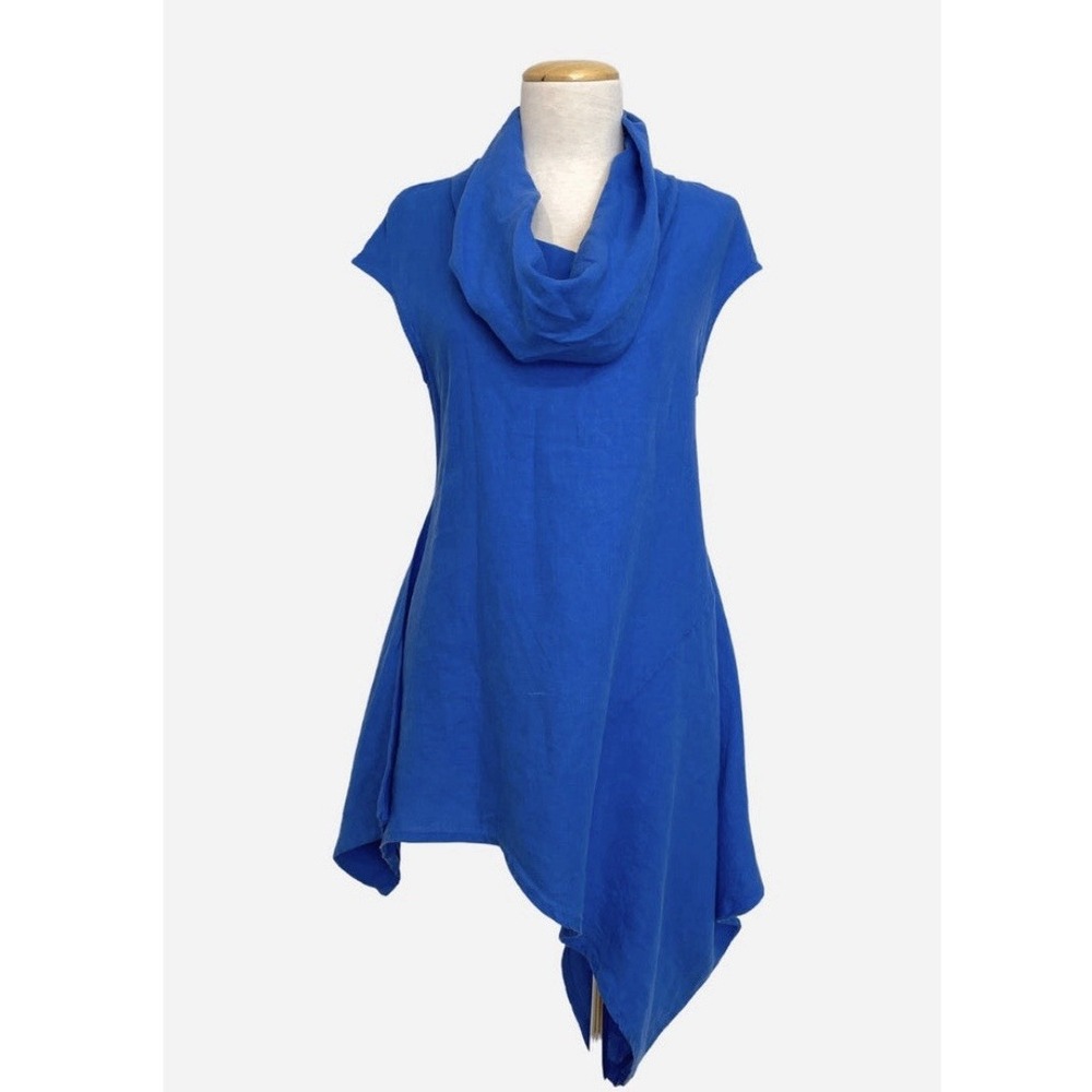 Brynn Walker 100% Linen Women XL Noa Tunic Cowl Neck Asymmetrical Lagenlook